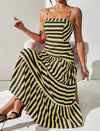 Frenchy Striped Ruffle Trimmed Summer Cami Dress