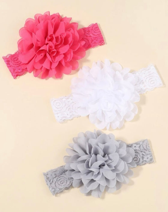 3pcs Baby Flower Decor Hair Band