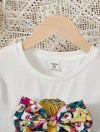 Kids FANZEY Girls' Round Neck Short Sleeve T-Shirt With Ruffle Details, Character Print And 3d Bow Decoration