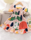 Toddler Girls Shirred Puff Sleeve Ruffle Hem Dress