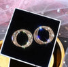 Korean Style Small Circle Stud Earrings Luxury Gold Silver Color Fashion Rhinestone Earring