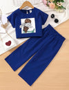 Kids EVRYDAY Young Girl Figure Graphic Batwing Sleeve Tee & Paperbag Waist Pants