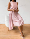 Solid Pleated Hem Dress