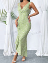 Fashionable Printed High Waist Mermaid Hem Dress
