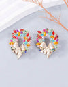 1pair Colored Rhinestone Circle Earrings For Women