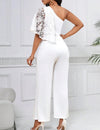 Lady Lace Patchwork One Shoulder Straight Jumpsuit