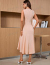 Solid Color V-Neck Sleeveless Double-Breasted Summer Elegant Dress