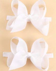  2pcs White Bow Headbands For Baby,Solid Color Elastic Hairbands For Newborn Toddlers,Baby Holiday Party Headwear,Kids Baby Hair Accessories