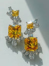 Cubic Zirconia and Yellow Topaz Crystal Classic Post Earring -Gold - Fashion, Bride, Bridal Earring, Mother Of The Bride