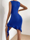 Solid Ruffle Hem Bodycon Dress