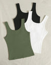 EZwear 3pcs Solid Tank Top