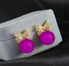 Fashionable Minimalist Style Rhinestone Bowknot Earrings