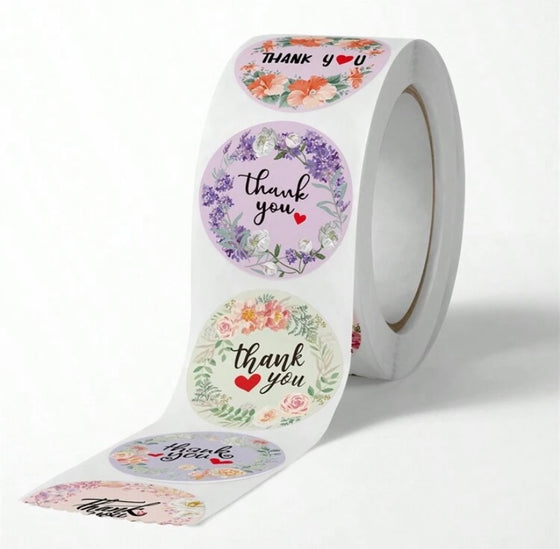 500pcs Gift Thank You Stickers, Flower Wedding Decoration Gift Box Packaging Stickers, Self-Adhesive Labels