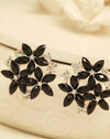 1pair Glamorous Black Cubic Zirconia Flower Decor Stud
