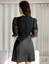 Contrast Mesh Puff Sleeve Dress