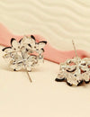 1pair Glamorous Black Cubic Zirconia Flower Decor Stud