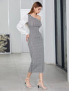 Asymmetrical Neck Gingham Ruffle Trim Dress