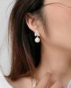 1pair Fashionable Bridal Style Faux Pearl Earrings With Delicate Tassel & Cubic Zirconia Stone Detail, Shiny Elegant Woman