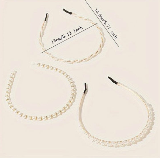 3pcs Elegant Faux Pearl Head Hoop Hair Band Head Jewelry Hair Accessories For Women
