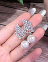 1 Pair Glamorous Cubic Zirconia & Faux Pearl Drop Earrings For Women