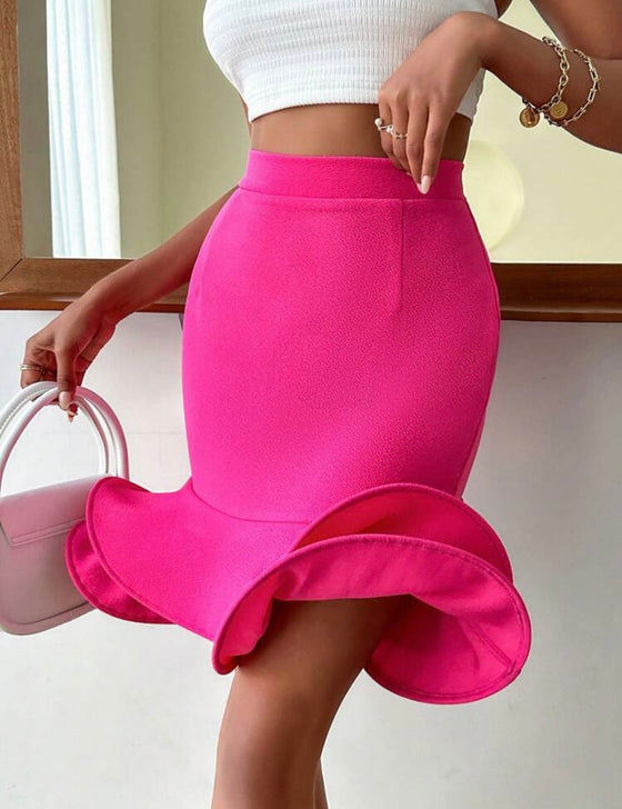 High Waist Mermaid Hem Skirt