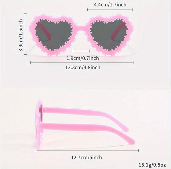 6pcs Trendy Flower heart Frame Glases Set for boys and girls