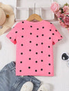 Young Girl Polka Dot Print Bow Front Tee