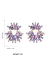 1pair Exaggerated Sparkling Rhinestone Floral Dangle Earrings