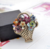 Vintage look gold plated basket flowers brooch suit coat broach pin collar