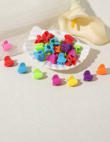  50pcs/Pack Colorful Dopamine Mini Heart Hair Clips, Suitable For Braids (Random Color)