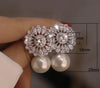 Delicate Flower Pearl Zircon Women Earrings High Quality Luxury Elegant Wedding Flower Zircon Pearl Stud Earrings