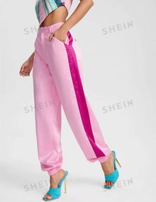  High Waist Contrast Side Seam Pants