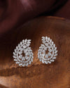 1pair Luxury Cubic Zirconia Leaf Stud Earrings For Women