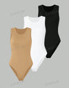 Solid Colored Sleeveless Bodysuit 3pcs/Set