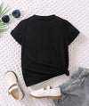 Kids EVRYDAY Young Girl Black Contrast Color Casual Cute T-shirt With Regular Sleeves And Round Neck For Summer