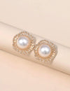 Faux Pearl Decor Hollow Out Stud Earrings