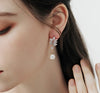 Vintage Style Wedding Gift Zircon Copper Handmade Jewelry Silver Plated Pearl Earrings For Women