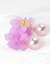 1pair Stylish Holiday Acrylic Flower & Faux Pearl Pendant Dangle Earrings