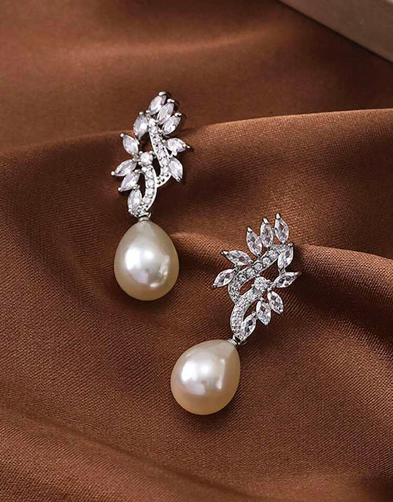 1 Pair Luxury Flower Water Drop CZ Women Wedding Earrings