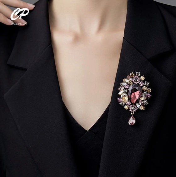 Brooch Women's High-end Versatile Palace Vintage Crystal Brooch Fashion Personality Flower Pin Exquisite Accessories