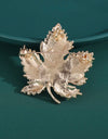 Rhinestone Maple Leaf Design Brooch