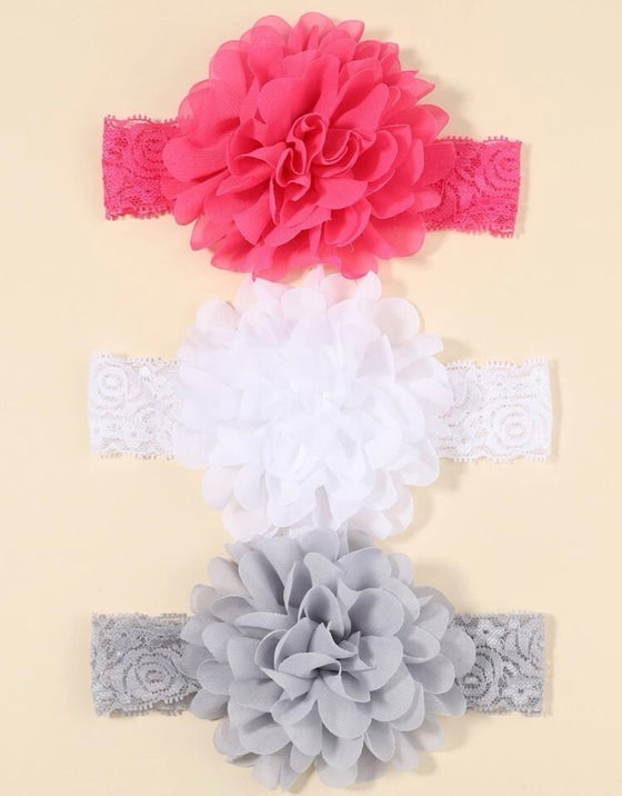 3pcs Baby Flower Decor Hair Band