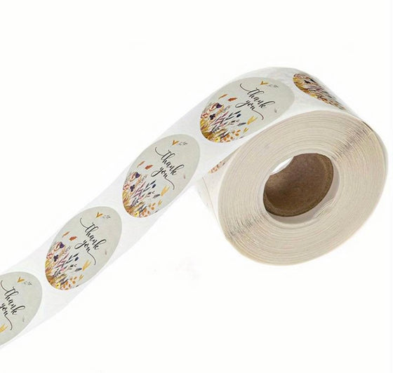 500pcs Vibrant Autumn Floral THANK YOU Stickers