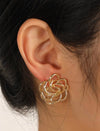 1pair Vintage Hollow Out Flower Shaped Exaggerated Stud Earrings