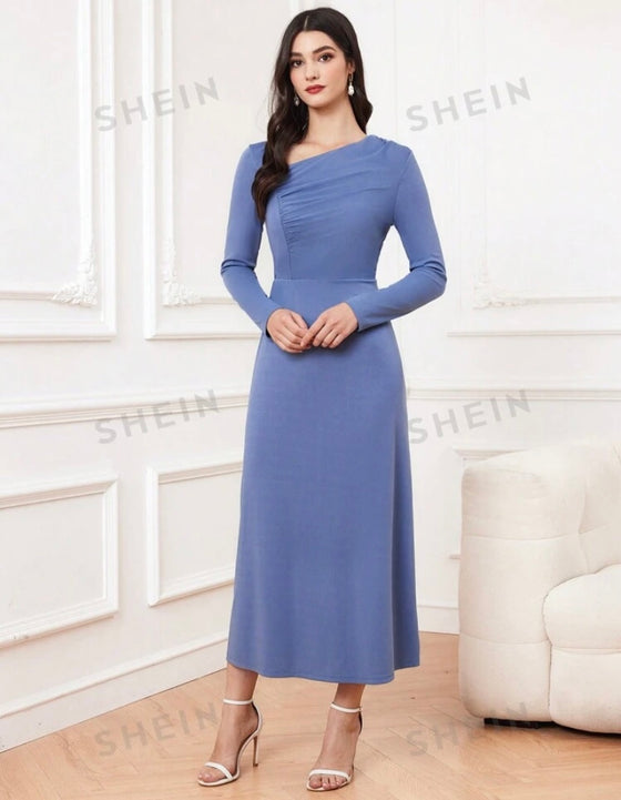 Solid Color Long Sleeve Dress