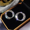 Korean Style Small Circle Stud Earrings Luxury Gold Silver Color Fashion Rhinestone Earring