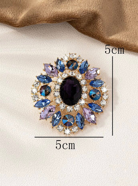 1pc Fashionable Luxurious Brooch With Colorful Gemstones In European And American Style