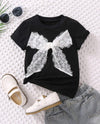 Kids EVRYDAY Young Girl Black Contrast Color Casual Cute T-shirt With Regular Sleeves And Round Neck For Summer