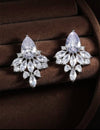 2pcs Fashionable Copper Cubic Zirconia Flower Shaped Stud Earrings