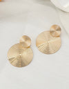 2pcs Fashionable Minimalist Earrings - Vintage Alloy Round Texture Design Stud Earrings